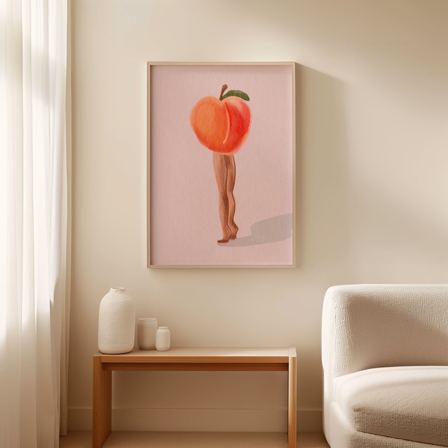 Peachy Watercolour Art Abstract Peach Art Print