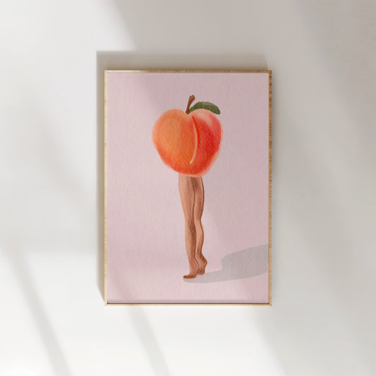 Peachy Watercolour Art Abstract Peach Art Print